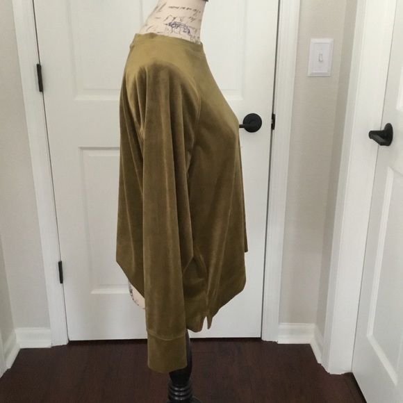 LOU & GREY FOR LOFT OLIVE VELOUR CREWNECK - Picture 2 of 4